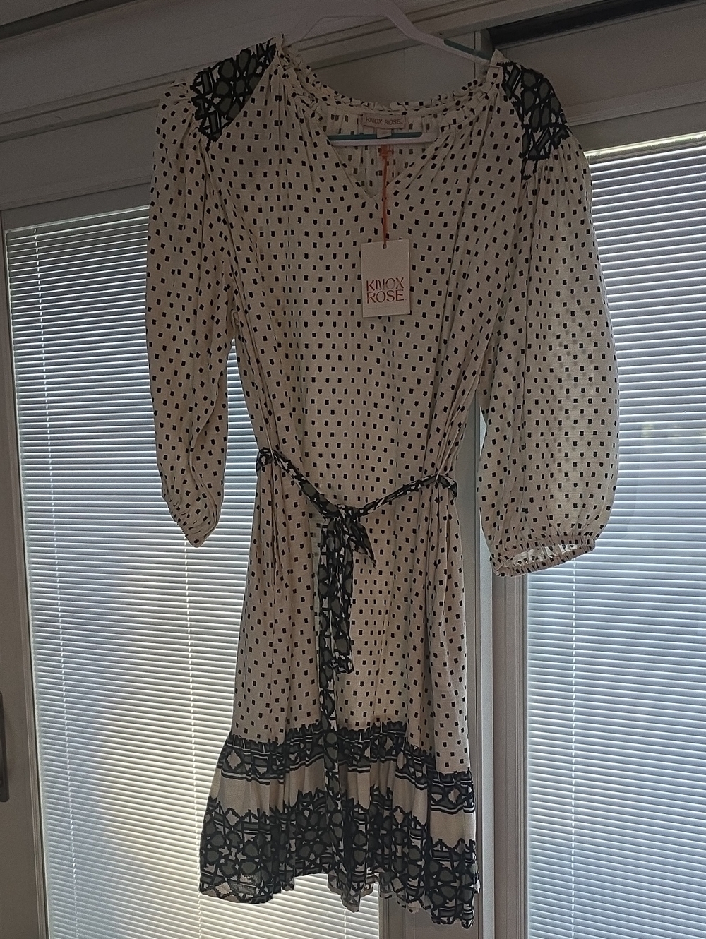 NWT Knox Rose Cream Midi Dress with Black/ Green Print.